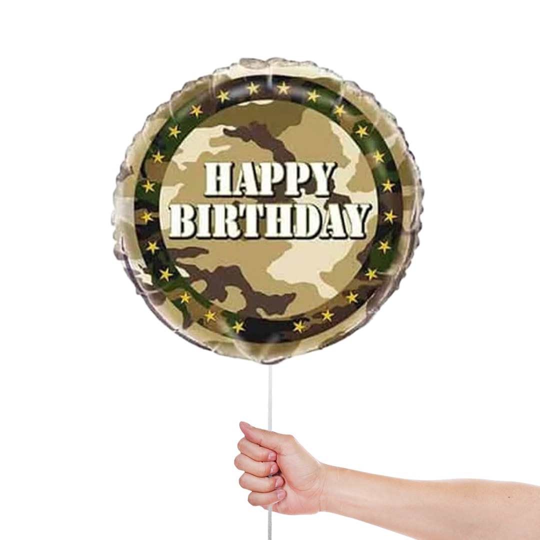Camouflage Happy Birthday Foil Helium Balloon 46cm / 18 in Product Gallery Image