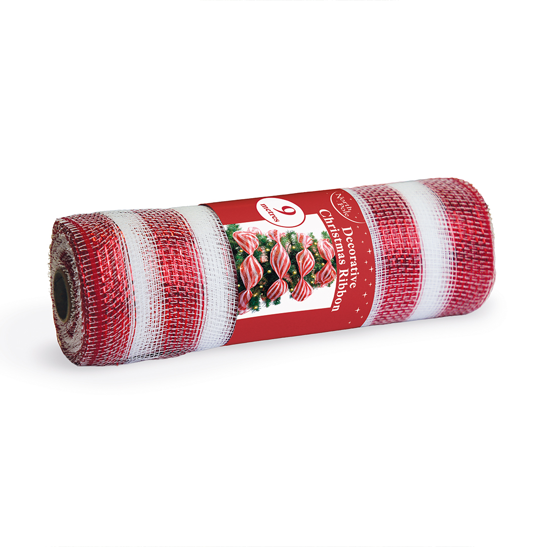 Candy Cane Stripe Decorative Christmas Ribbon 9m Product Gallery Image