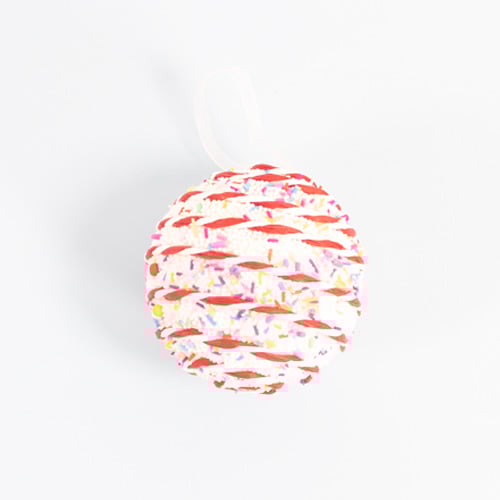 Candy Cane Striped Ball with Colourful Sprinkles Hanging Christmas Bauble Decoration 8cm Product Gallery Image