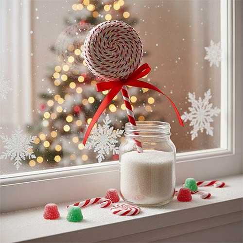 Candy Cane Striped with Colourful Sprinkles Lollipop Hanging Christmas Decoration 17cm