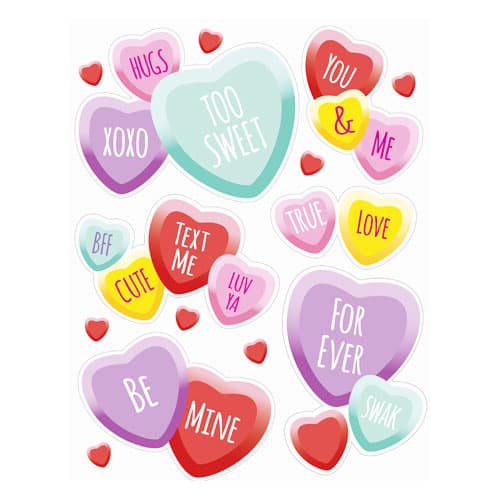 Valentines Candy Hearts Window Clings Decoration 43cm Product Image