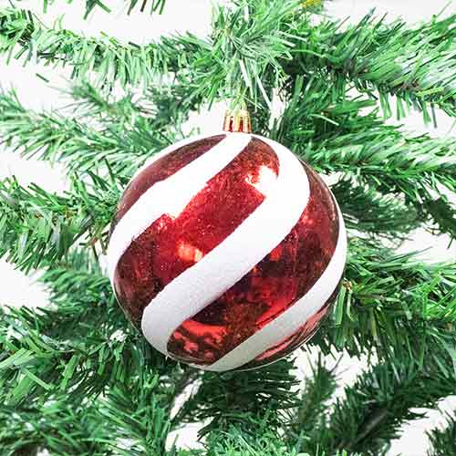 Candy Stripe Shatterproof Christmas Baubles 10cm Pack of 3 Festive Tree Decorations