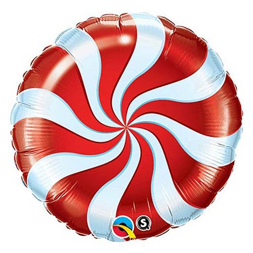 Candy Swirl Red Round Foil Helium Balloon 46cm / 18 in Product Gallery Image