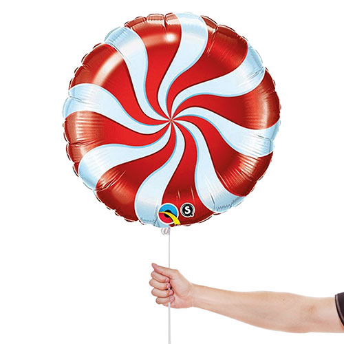 Candy Swirl Red Round Foil Helium Balloon 46cm / 18 in Product Gallery Image