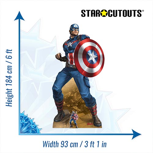 Captain America Earth's Mightiest Hero Defence and Offence Comic Book Art Marvel Lifesize Cardboard Cutout 184cm Product Gallery Image