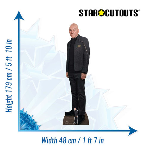 Captain Jean Luc Picard Black Outfit Star Trek: Picard Patrick Stewart Lifesize Cardboard Cutout 179cm Product Gallery Image