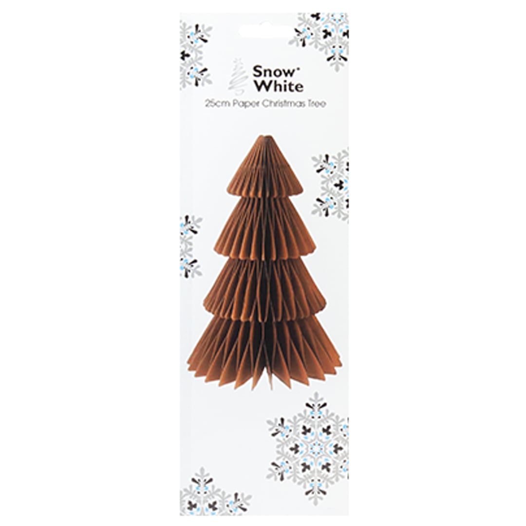Caramel Brown Christmas Tree Paper Honeycomb Centrepiece Table Decoration 25cm View 2