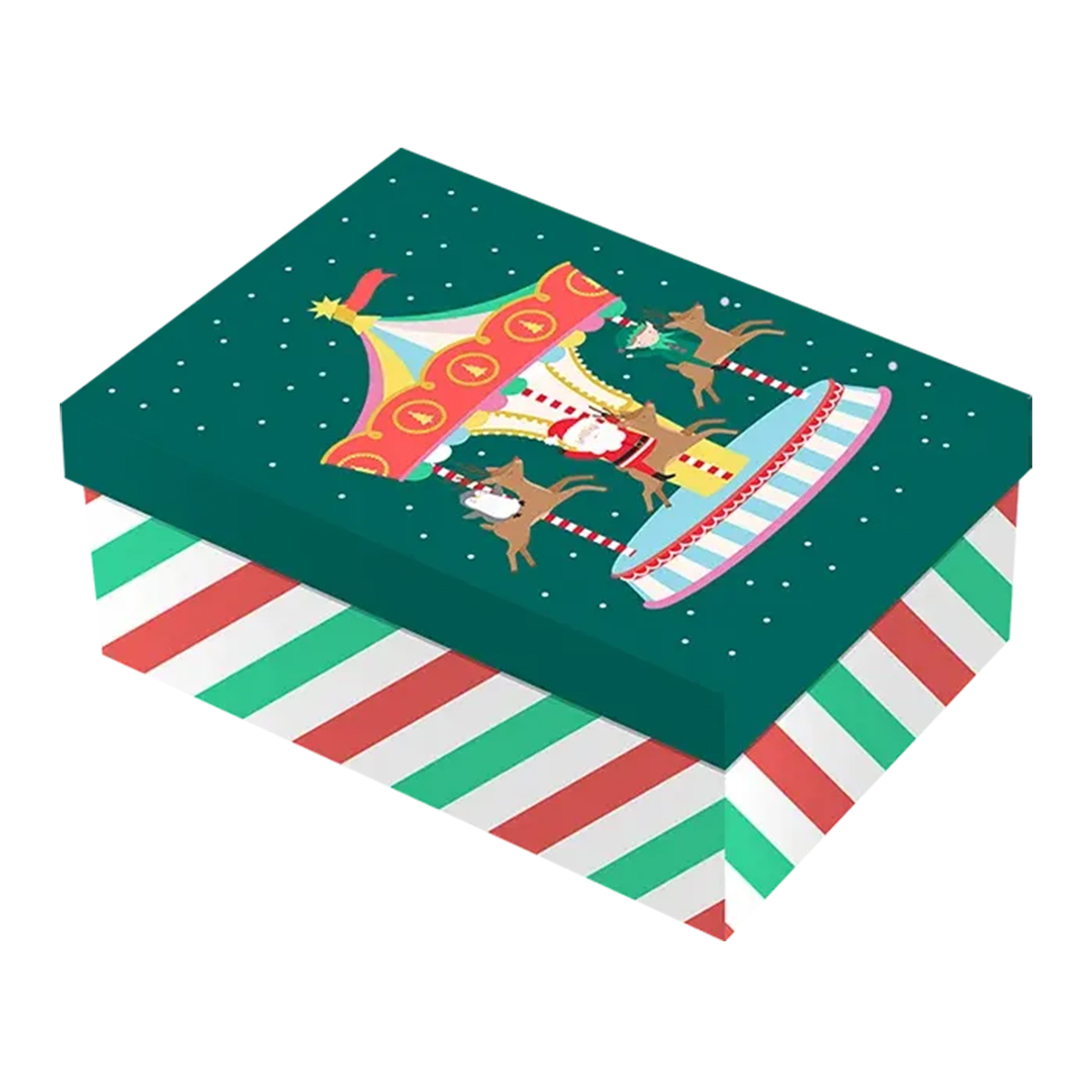 Carousel Christmas Striped Rectangle Gift Box 22cm