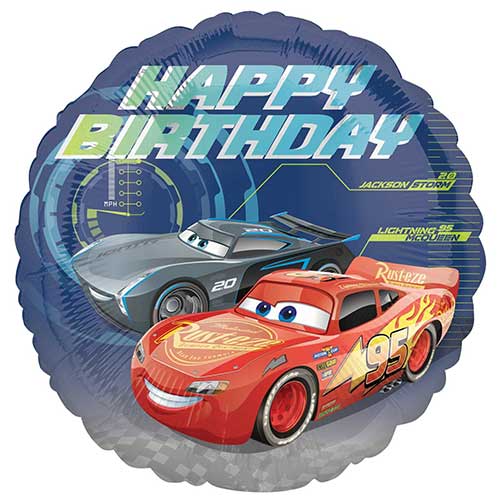 Cars 3 Happy Birthday Round Foil Helium Balloon 43cm / 17 in Product Image