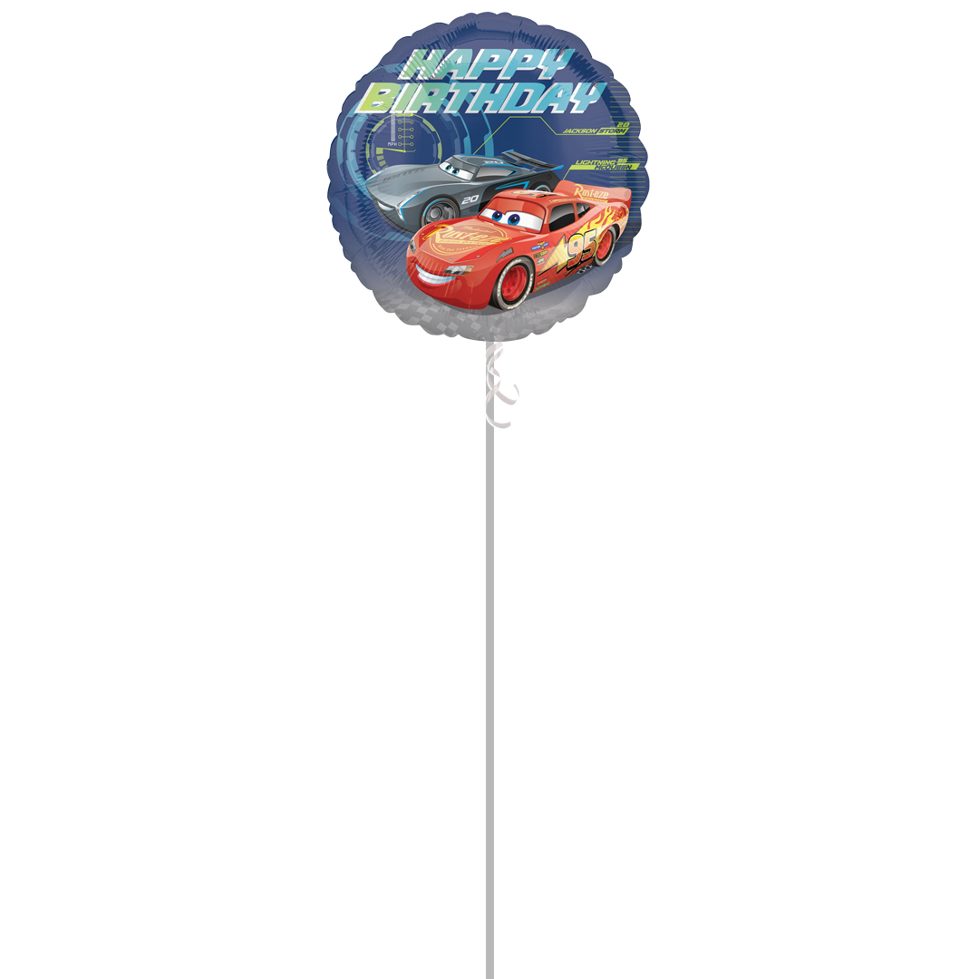 Cars 3 Happy Birthday Disney Pixar Round Foil Helium Balloon - Inflated Balloon in a Box Product Gallery Image