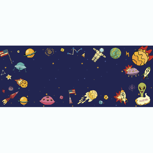 Cartoon Outer Space Theme Design Small Personalised Banner – 4ft x 2ft