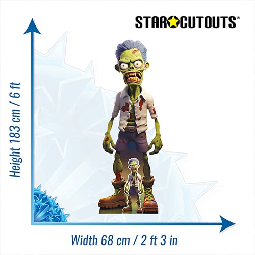 Cartoon Zombie Halloween Lifesize Cardboard Cutout 183cm Product Gallery Image