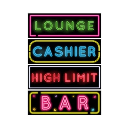 Casino Neon PVC Party Sign Decorations 60cm x 20cm - Pack of 4 Product Image