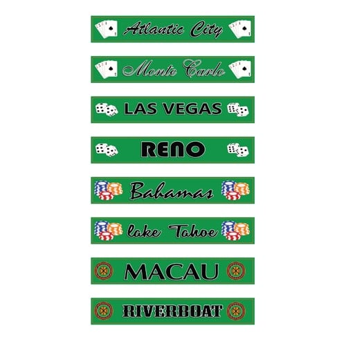 Worldwide Casinos PVC Party Sign Decorations 60cm x 10cm - Pack of 8
