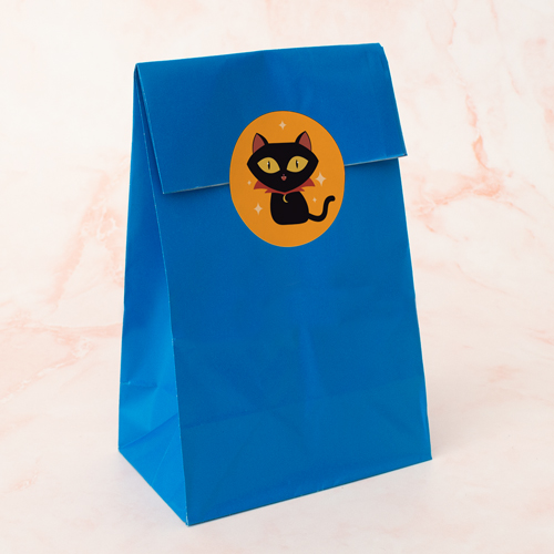 Vampire Cat Orange Halloween Round Stickers 60mm - Sheet of 12 Product Gallery Image