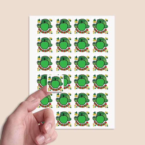 Caterpillar Design 40mm Square Sticker sheet of 24 Product Gallery Image