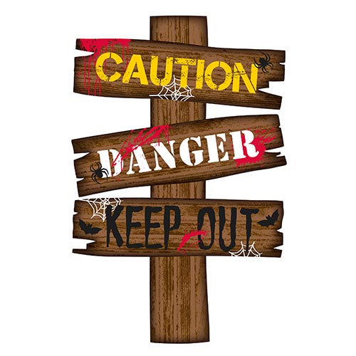 Caution Halloween Cardboard Decoration Sign 70cm