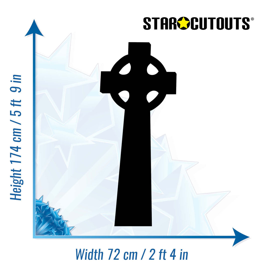 Celtic Cross Black Silhouette Lifesize Cardboard Cutout 174cm View 3