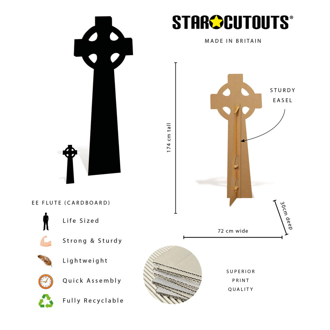 Celtic Cross Black Silhouette Lifesize Cardboard Cutout 174cm View 6