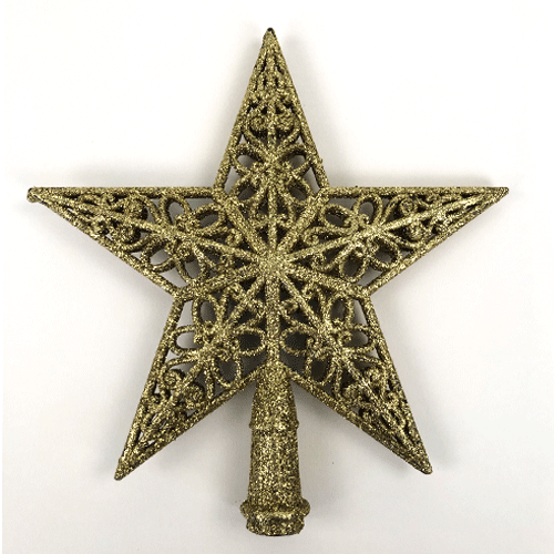 5 Tip Glittered Gold Christmas Tree Top Star 20cm Product Image