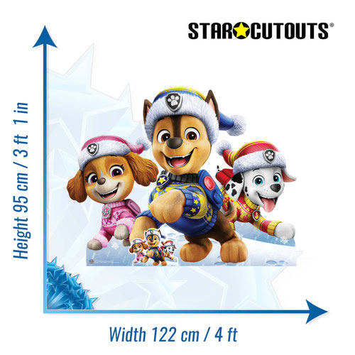 Chase, Marshall and Skye Paw Patrol Christmas Group Lifesize Cardboard Cutout 95cm Product Gallery Image