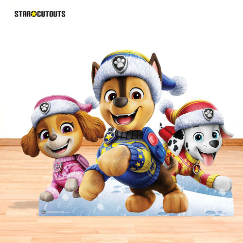 Chase, Marshall and Skye Paw Patrol Christmas Group Lifesize Cardboard Cutout 95cm Product Gallery Image