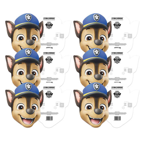 Chase Paw Patrol Cardboard Face Masks - Pack of 6 Product Gallery Image