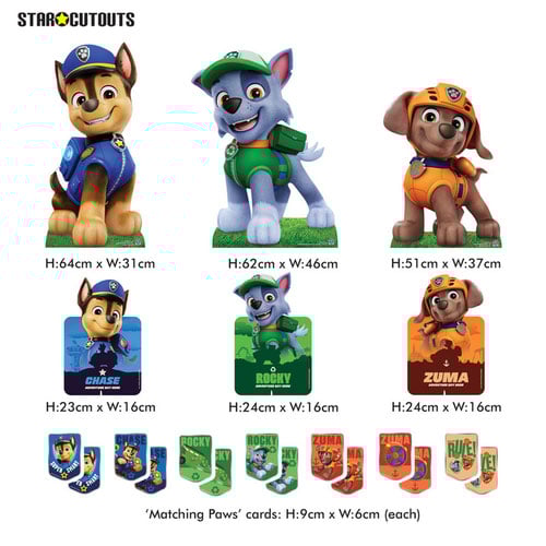 Chase, Rocky and Zuma Paw Patrol Cardboard Cutouts Decoration Pack Product Gallery Image