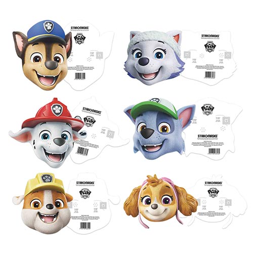 Chase, Rubble, Marshall, Zuma, Skye & Rocky Paw Patrol Cardboard Face Masks - Pack of 6 Product Gallery Image