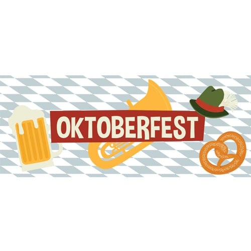 Checkered Oktoberfest Large PVC Banner Decoration 3m x 1.2m Product Image