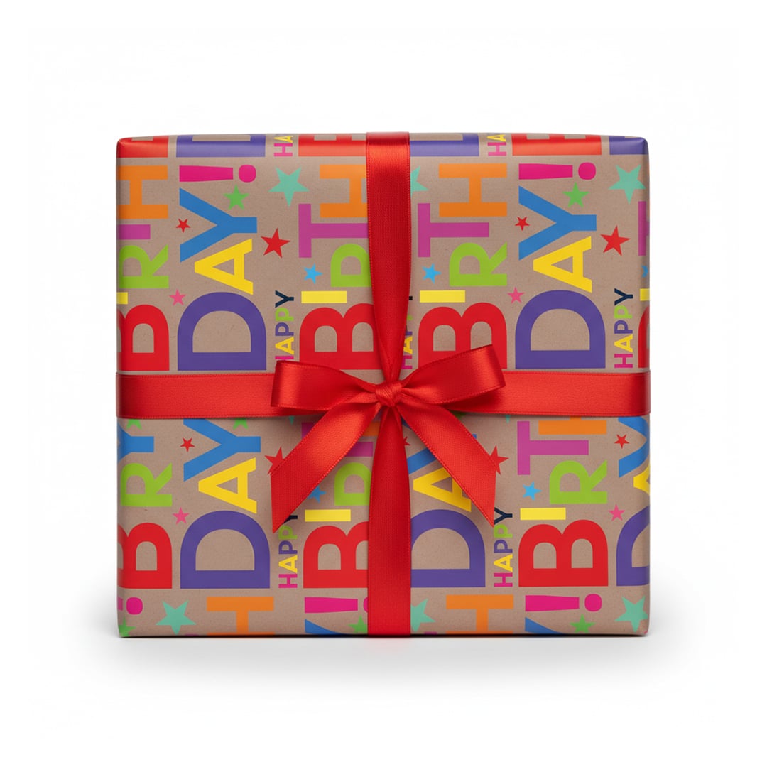 Cheerful Letters Happy Birthday Gift Wrapping Paper Roll 3m
