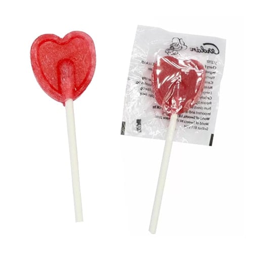 Cherry Heart Lollipop Vegetarian Gluten Free Sweet 5.2g Product Image