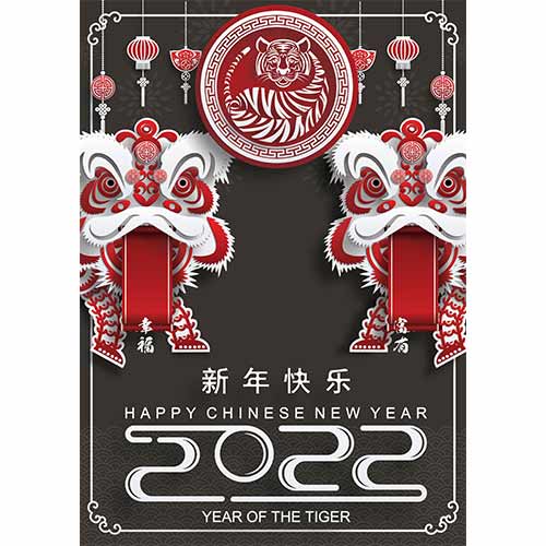 Chinese New Year 2022 Black A3 Poster PVC Party Sign Decoration 42cm x 30cm Product Gallery Image