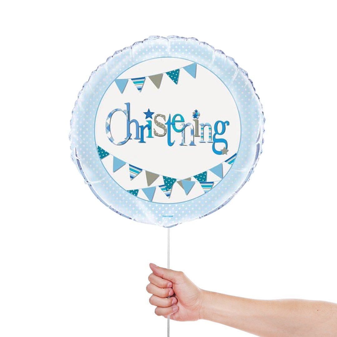 Christening Blue Foil Helium Balloon 46cm / 18 in Product Gallery Image