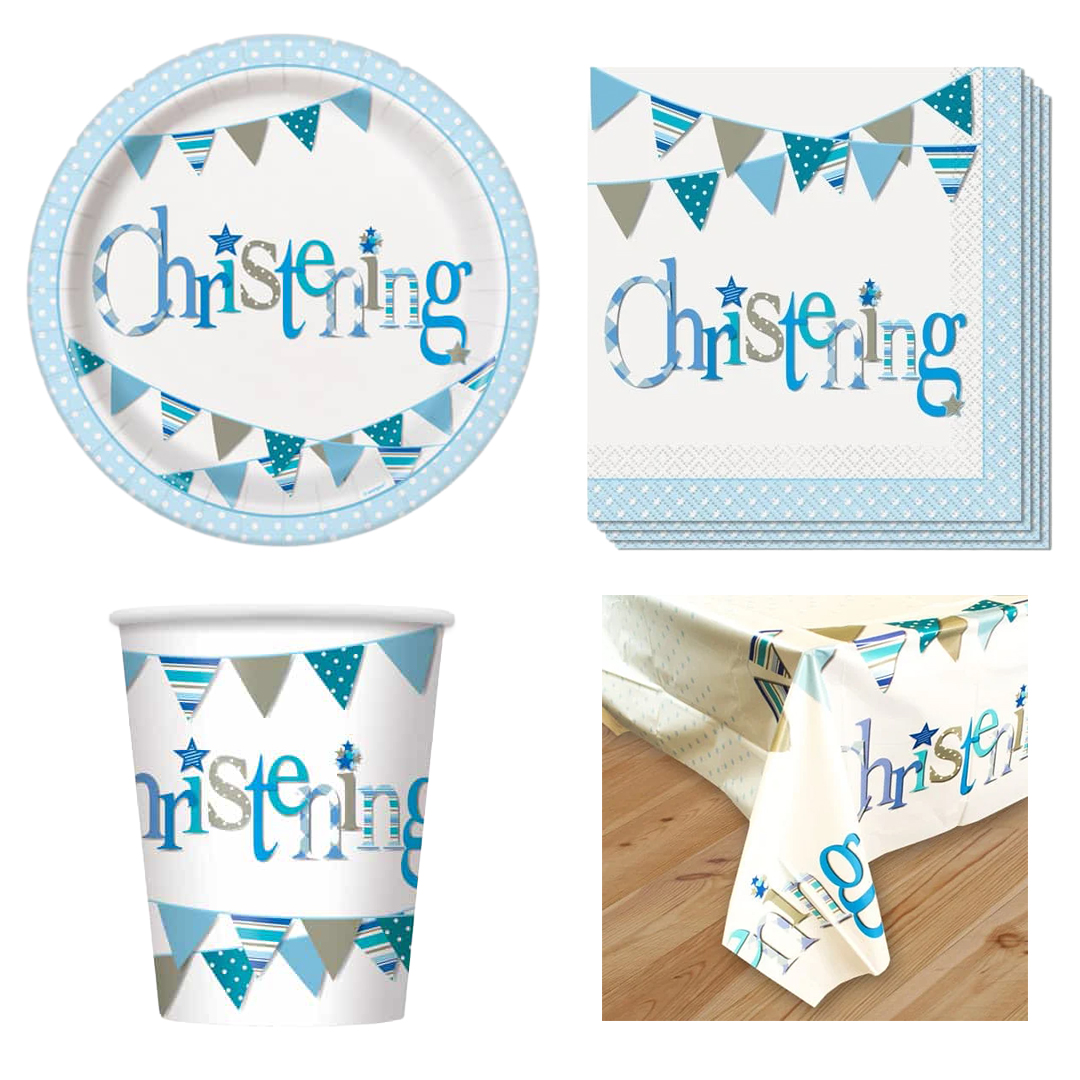 Christening Blue Theme 8 Person Value Party Pack
