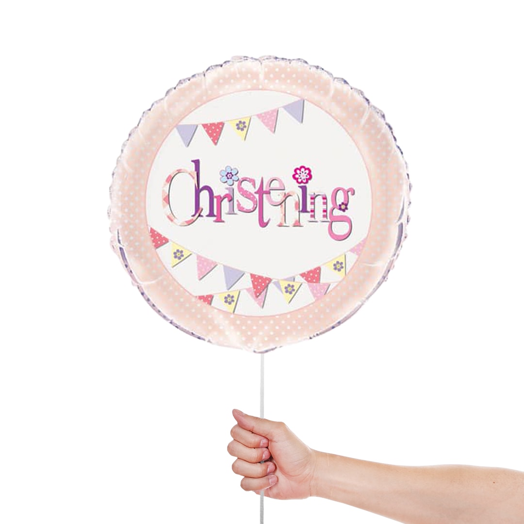 Christening Pink Foil Helium Balloon 46cm / 18 in Product Gallery Image