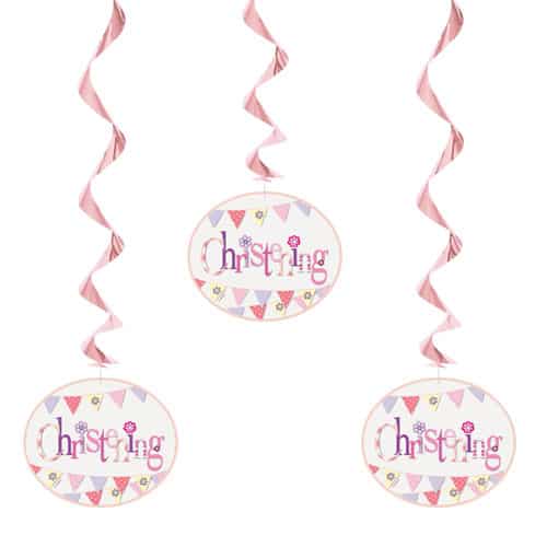 Christening Pink Hanging Decorations Pack Of 3 Product Image