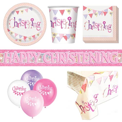 Christening Pink Theme 8 Person Deluxe Party Pack Product Image