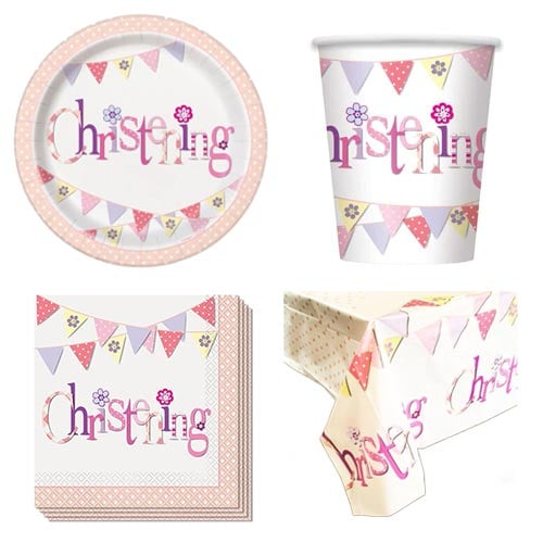 Christening Pink Theme 8 Person Value Party Pack