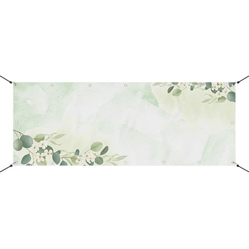 White Blossom Green Foliage Design Large Personalised Banner – 10ft x 4ft