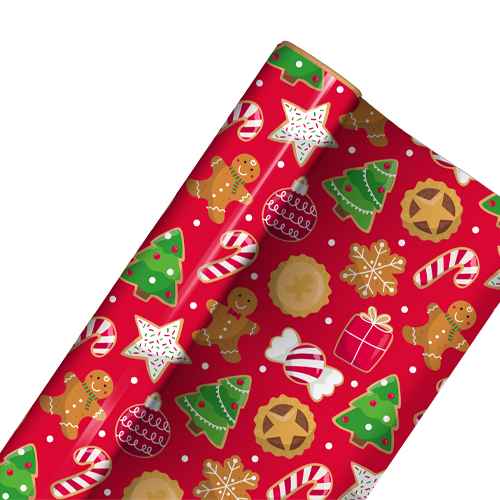 Christmas Baking Recyclable Red Gift Wrapping Paper Roll 7m Product Gallery Image