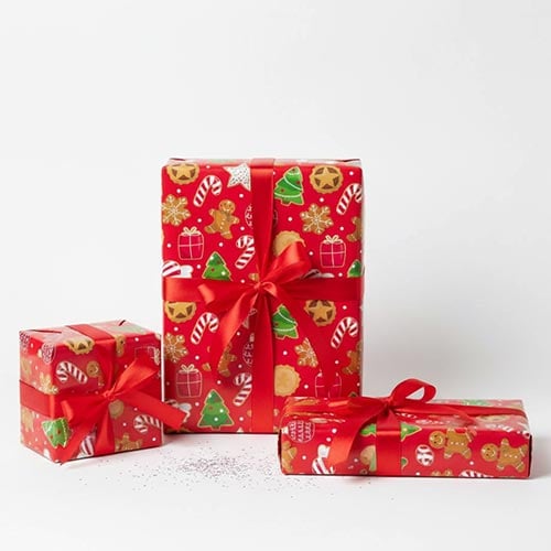 Christmas Baking Recyclable Red Gift Wrapping Paper Roll 7m