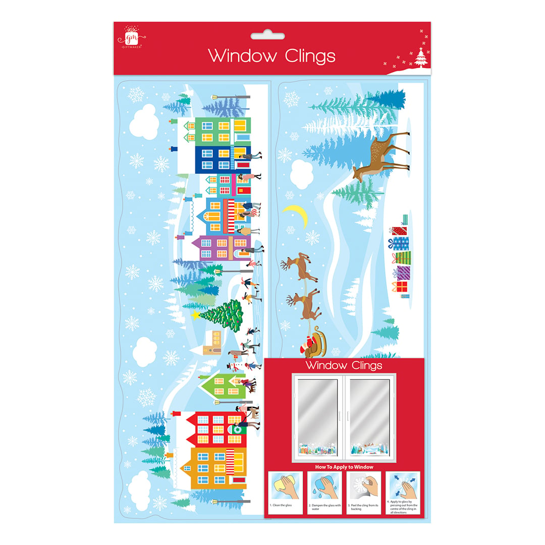 Christmas Border Scene Window Cling Stickers