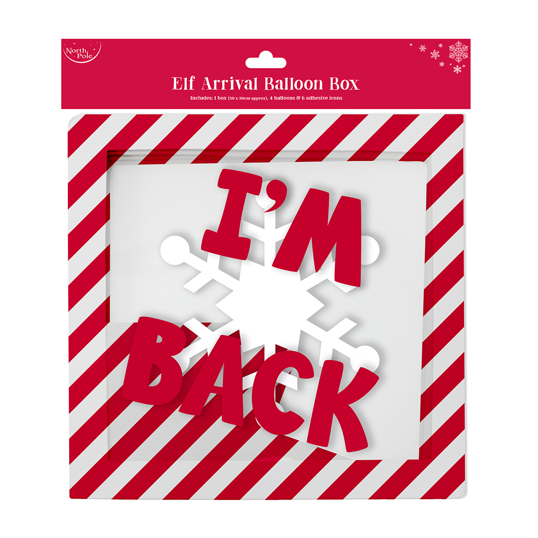 Christmas Candy Stripe Elf Arrival Balloon Box Product Gallery Image