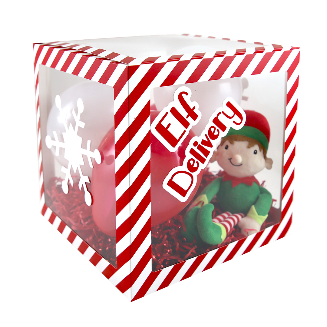 Christmas Candy Stripe Elf Arrival Balloon Box