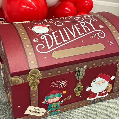 Christmas Delivery Burgundy Toy Chest Gift Box - Pack of 3 Product Gallery Image