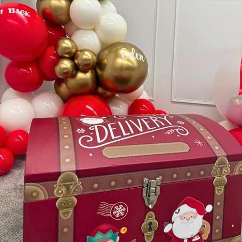 Christmas Delivery Burgundy Toy Chest Gift Box - Pack of 3 Product Gallery Image