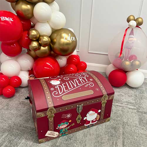Christmas Delivery Burgundy Toy Chest Gift Box - Pack of 3 Product Gallery Image