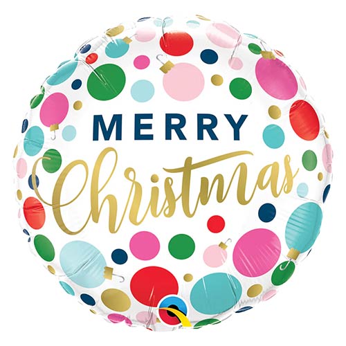 Christmas Dots & Ornaments Round Foil Helium Balloon 46cm / 18 in Product Gallery Image