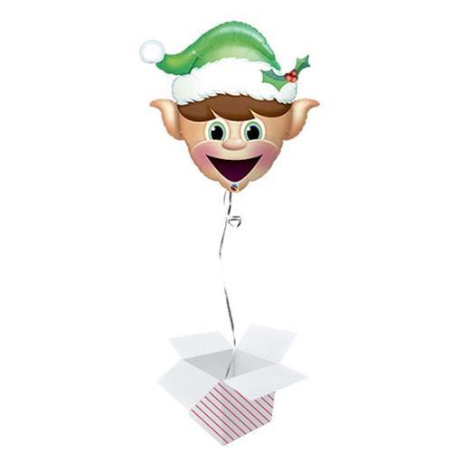 Christmas Elf Head Helium Foil Giant Qualatex Balloon - Inflated Balloon in a Box Product Image